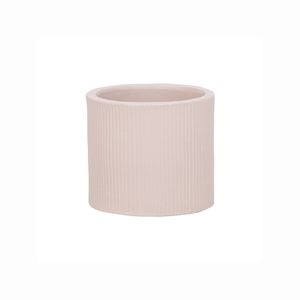 18 x 16cm Cream Cylinder Linear Ceramic Pot