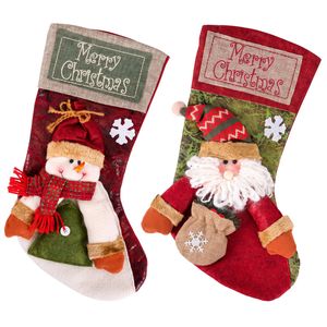 Jingle Jollys Christmas Stockings 2 Pack Large 3D Plush Santa Snowman 43.5cm Christmas Decor