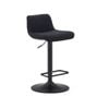 Zenda stool in black chenille and matt black steel 81-102 cm