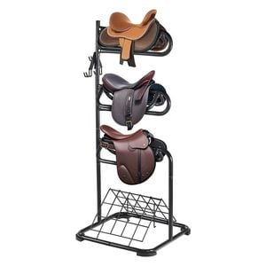 VEVOR Freestanding Saddle Stand Black with 3 Removable Rotating Tiers for Tack