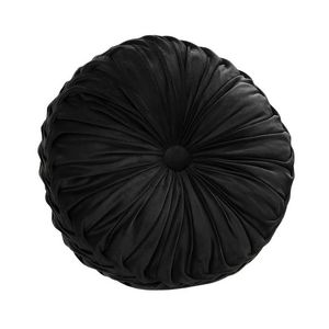 Anypillow Round Pleated Velvet Pillow – Soft Plush Cushion with Filling