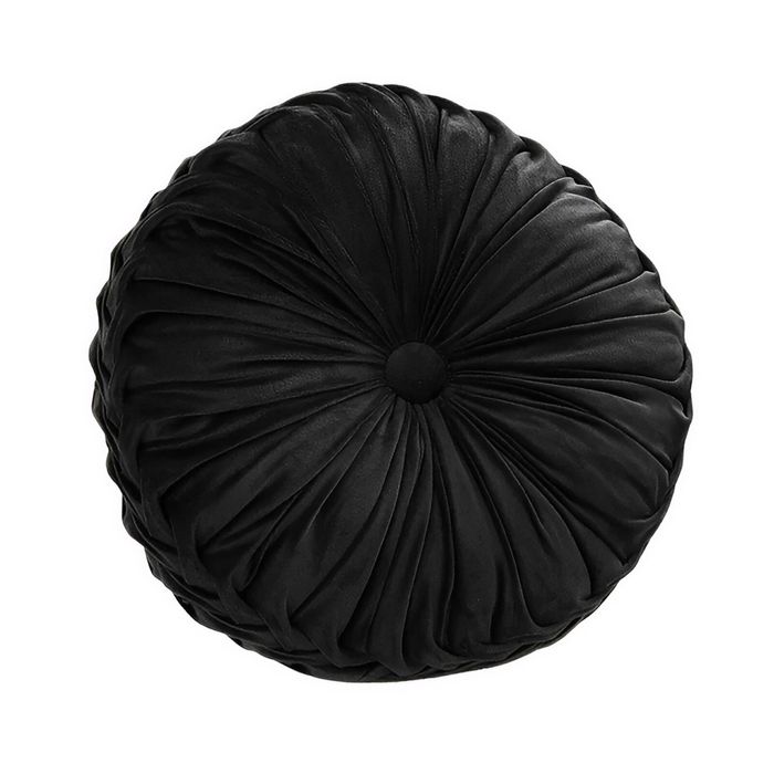 Anypillow Round Pleated Velvet Pillow – Soft Plush Cushion with Filling