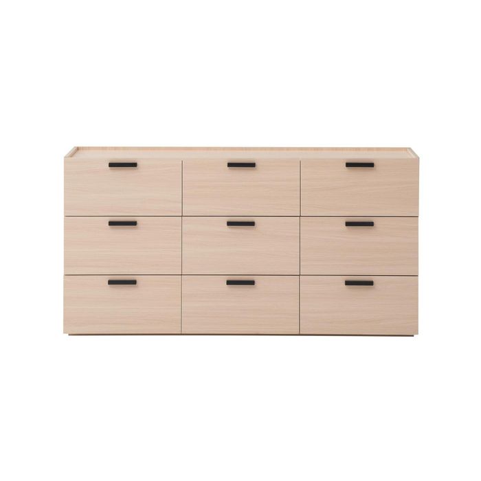 Marlon Chest 9 Drawers Modern Lowboy Storage Dresser Storage Cabinet woodgrain