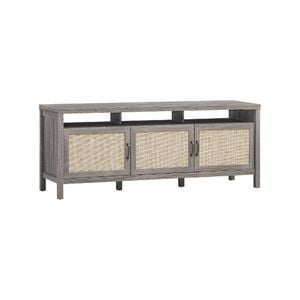 Costway 4-tier Tv Stand Entertainment Unit Frame W/rattan Doors Adjustable Shelf Console Table