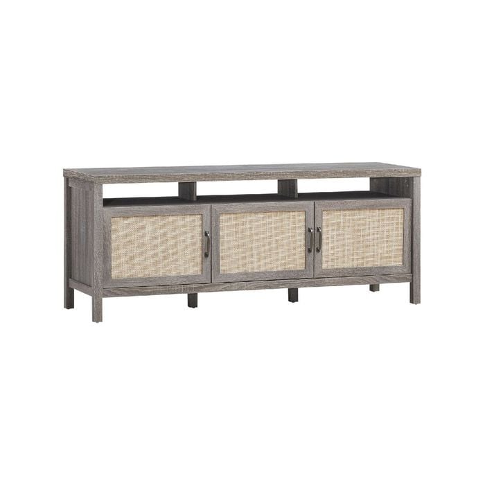 Costway 4-tier Tv Stand Entertainment Unit Frame W/rattan Doors Adjustable Shelf Console Table