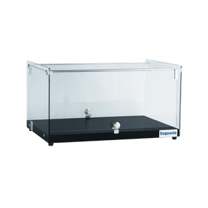 Exquisite One Tier Flat Glass Ambient Cake Display – Woodgrain Black Colour 35 Litre