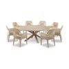 Houston Outdoor 1.8m Aluminium Dining Setting Light Oak Look With 8 Hugo Chairs & Cream Rope/cream Cushions