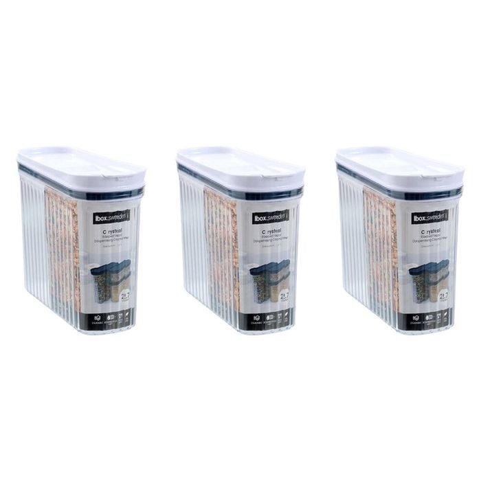 3PK Lemon and Lime Crystal Ribbed Food Dispenser Container 2.7L/22x8x26cm Assrtd
