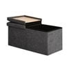 La Bella Black Foldable Storage Ottoman - Flip Lid Side Table Toy Blanket Organiser Seat KIRA