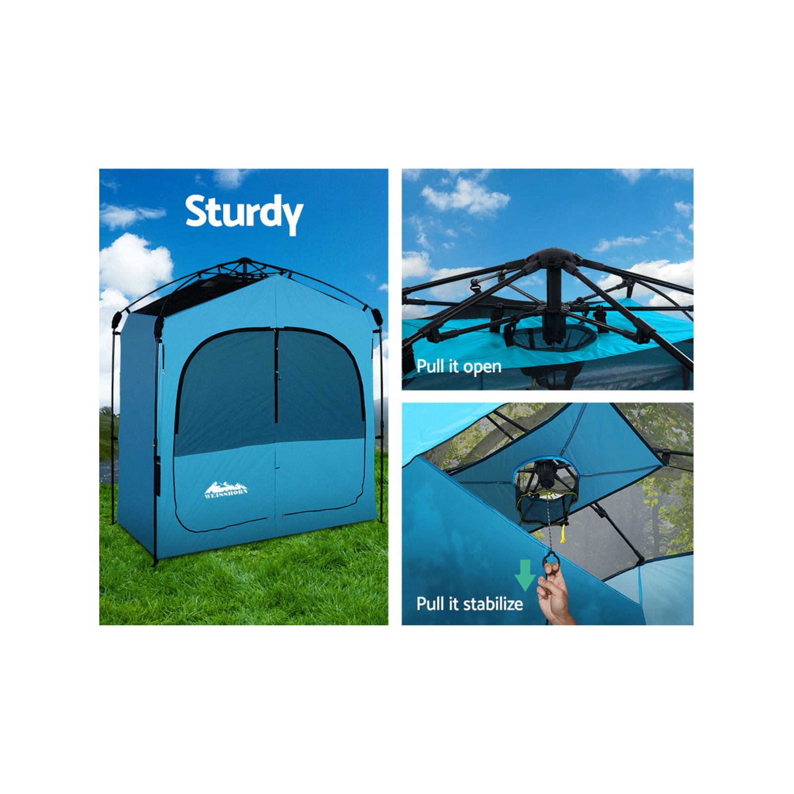 Weisshorn Pop Up Portable Camping Tent Change Room Blue Bunnings Australia