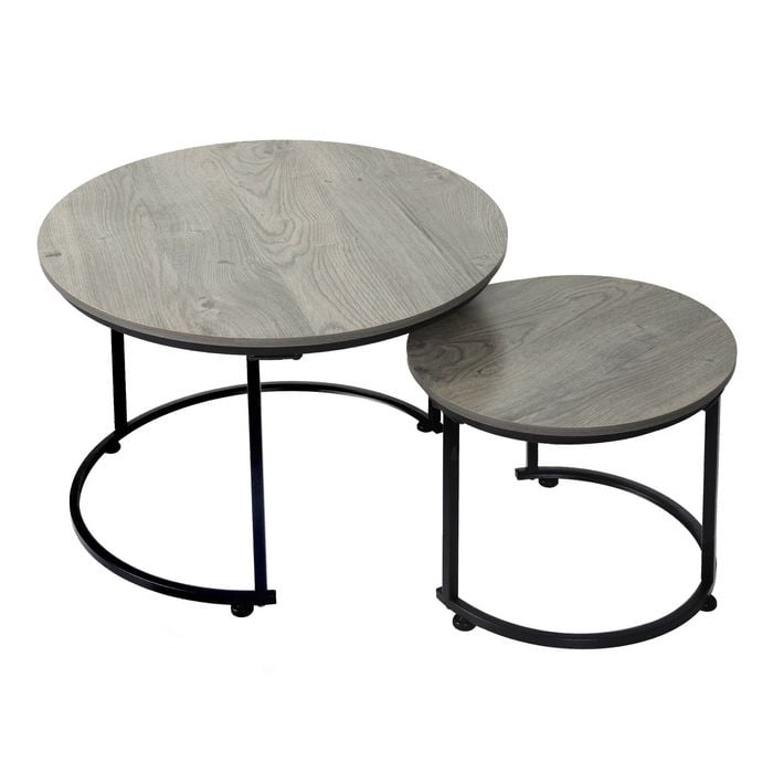 Levede Round Nesting Coffee Table Set of 2 - Grey