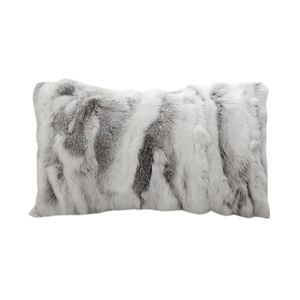 SOGA 30cm Floral Gray Rabbit Fur Throw Pillow