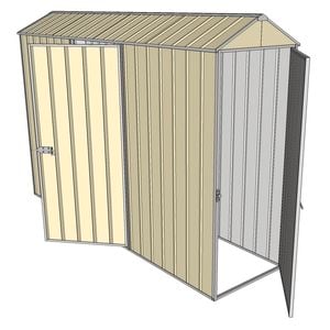 Build-a-Shed 0.8 x 3 x 2.1m Gable Single Hinged Door Shed with Single Hinged Side Door - Cream
