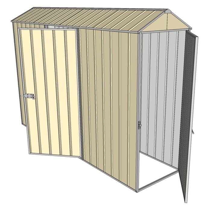 Build-a-Shed 0.8 x 3 x 2.1m Gable Single Hinged Door Shed with Single Hinged Side Door - Cream