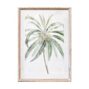 Lvd Coastal Whitewash Wooden Frame Palm Leaves Print Wall Hanging Decor 50x70cm