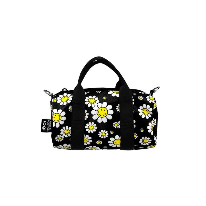 Loqi Smiley Flowers Small Weekender Black 30x15x15cm