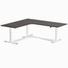 Desky L-shape Sit To Stand Burnished Wood Melamine Desk 2000x1800mm - Left Return Height Adjustable White Leg