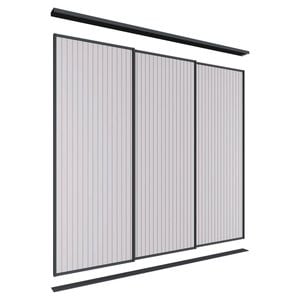 Lugna 2400 x 1801-2700mm Black VJ Panels Wardrobe Triple Sliding Doors