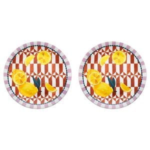 2PK Porto Valentina Porcelain Round Serving Platter 30cm Lemon