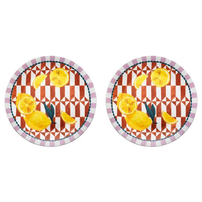 2PK Porto Valentina Porcelain Round Serving Platter 30cm Lemon