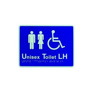 Lockwood Braille Signage Unisex Toilet Left Hand BRS1706L