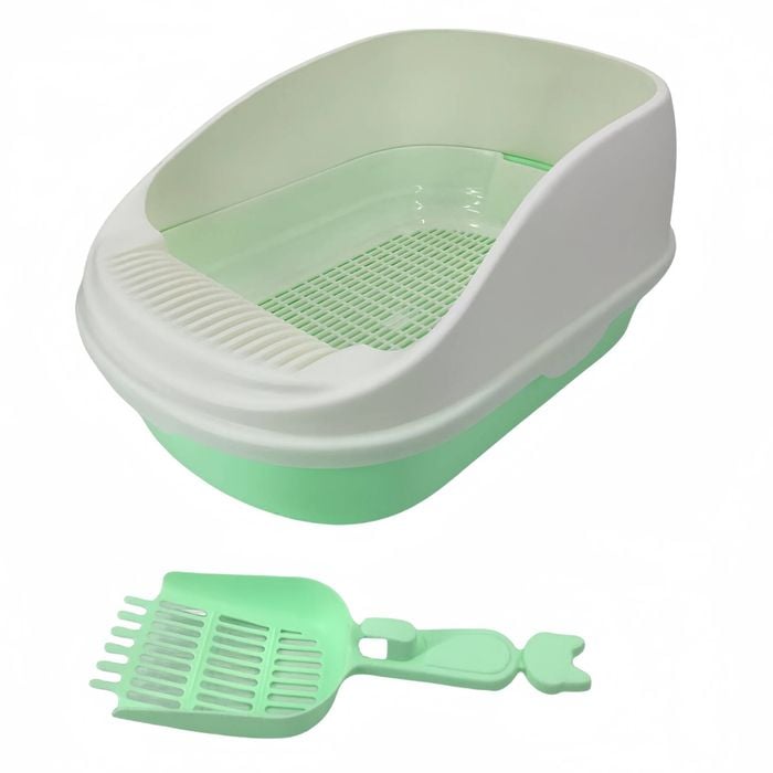 Yes4pets Large Portable Cat Toilet Litter Box Tray With Scoop And Grid Tray Green