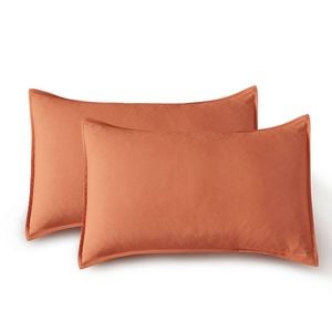 CleverPolly Vintage Washed Microfibre King Pillowcases - Ultra Soft & Skin-Friendly - Set of 2 - 50cm x 90cm (Terracotta)