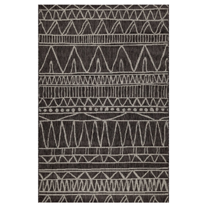 Fab Habitat 200x300cm Black Perla Tribal Polypropylene Outdoor Rug
