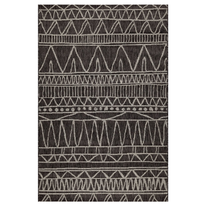 Fab Habitat 200x300cm Black Perla Tribal Polypropylene Outdoor Rug