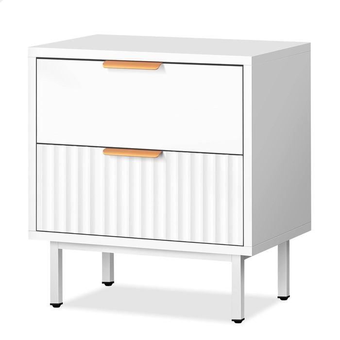 Alfordson Bedside Table Nightstand 2 Drawers Side Storage Cabinet White