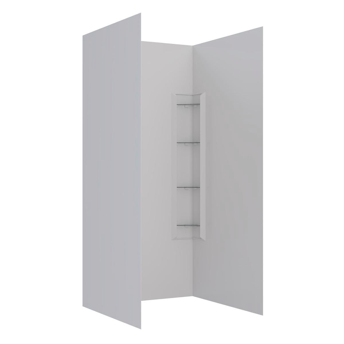 Stein 1000 x 1000 x 2000mm White 3-Sided Corner Mould Wall Shower Liner ...