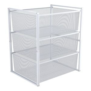 Flexi Storage Home Solutions White 3 Medium Mesh Basket & Frame Kit