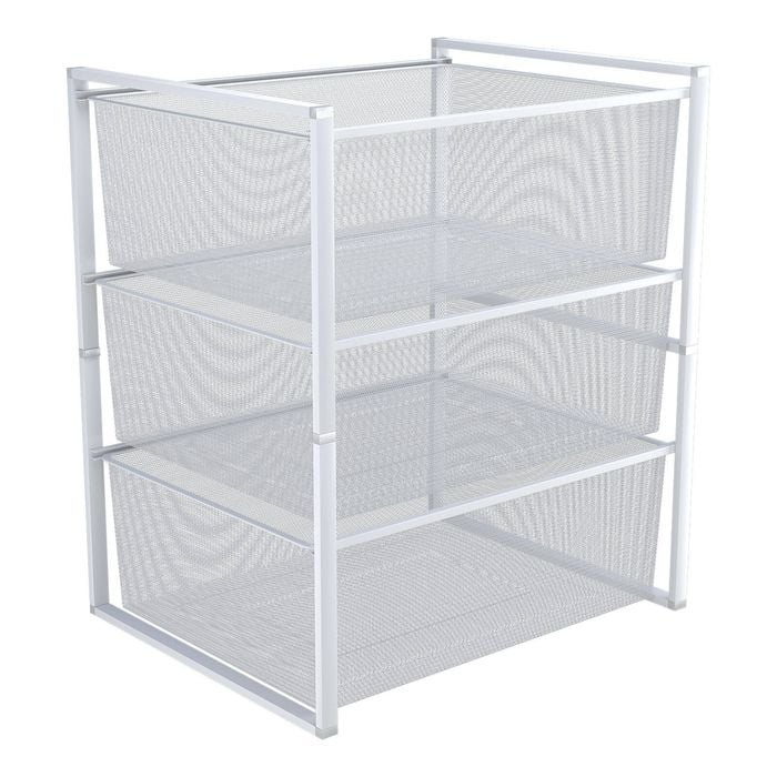 Flexi Storage Home Solutions White 3 Medium Mesh Basket & Frame Kit
