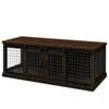 Paws and Willow Double Night Sky with Espresso Top  Wooden Dog Crate Barn Doors with Mesh