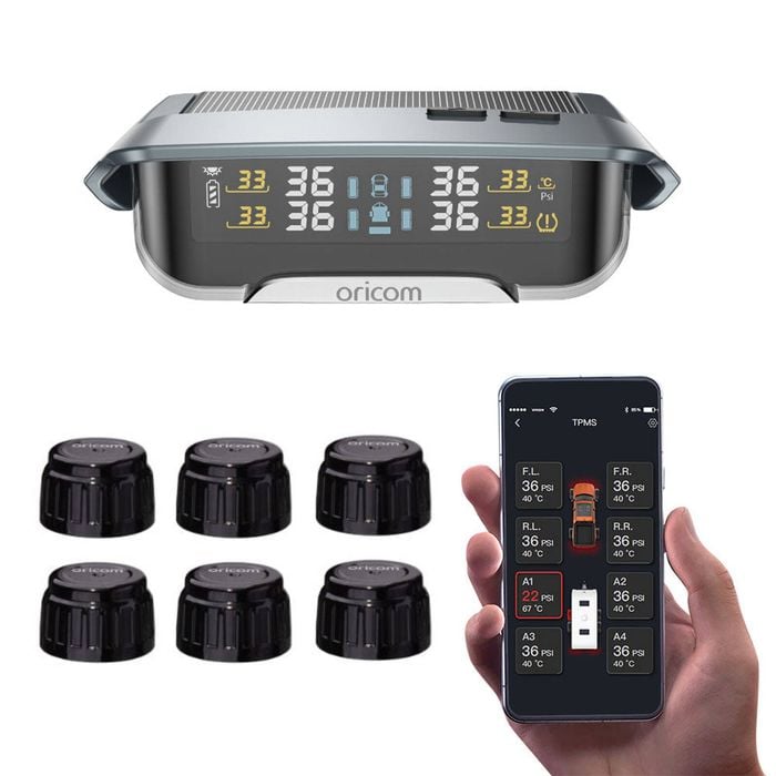 Oricom TPMS10-6E Tyre Pressure Monitoring System Including 6 External Sensors (with APP Functionality)