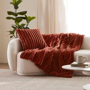 Dreamaker Chunky Embossed Fleece Throw Blanket Rust - 130 X 170cm