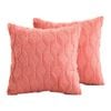 Catzon 2 Pcs Faux Wool Throw Pillow Covers Farmhouse Couch Pillowcases 45X45cm-Coral Red