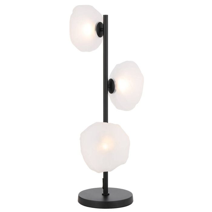 Telbix Zecca Contemporary Table Desk Lamp Light Metal Glass Frost Black Frosted