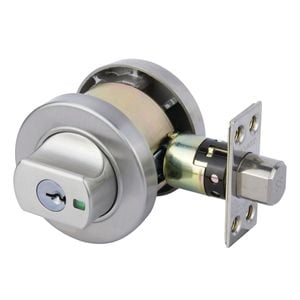 Lockwood Satin Stainless Steel Paradigm 005 Round Rose Double Cylinder Deadbolt