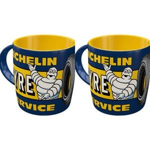 2PK Nostalgic-Art Ceramic Mug Michelin Tyre Service 9x9cm - Blue
