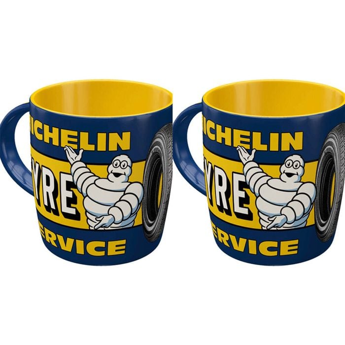 2PK Nostalgic-Art Ceramic Mug Michelin Tyre Service 9x9cm - Blue