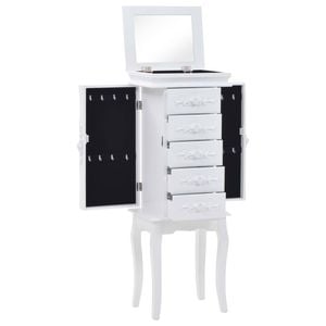vidaXL Free Standing Jewelery Cabinet White Makeup Storage Jewelry Organiser