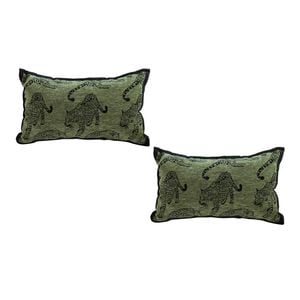 SOGA 2X 30cm Green Leopard Lumbar Throw Pillow