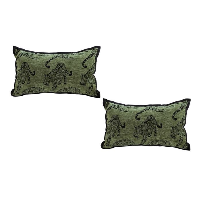 SOGA 2X 30cm Green Leopard Lumbar Throw Pillow