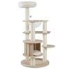 Costway 1.32m Wood Cat Tree Scratching Post W/cando Natural