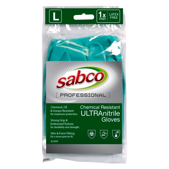 Sabco Professional Large Ultra Nitrile Chemical Resistant Gloves - 1 Pair