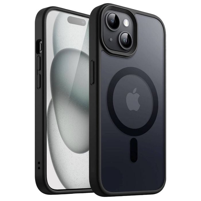 Case Clear Magnetic Shockproof Cover - For Apple iPhone 15 Pro Max (Black)