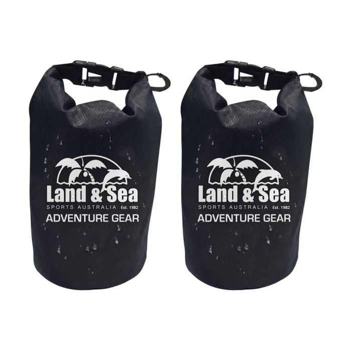 2pk Land & Sea Sports Australia Personal Dry Bag Waterproof Seal 1.5l Black