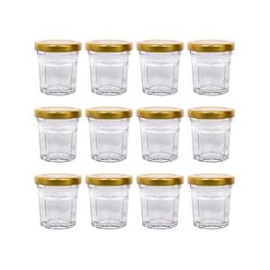 Argon Tableware 30ml Glass Jam Jars With Airtight Gold Lids - Set Of 12 Empty Screw Top Kitchen Storage Preserving Jar