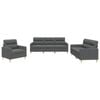 vidaXL Sofa Set with Cushions 2-Seater Sofa Couch 3 Piece Dark Grey Fabric